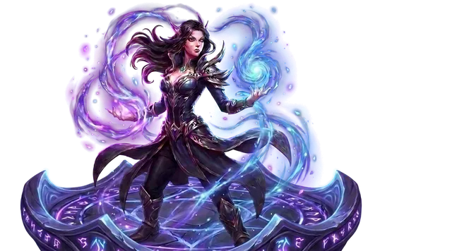 Personaje hechicera de un juego de rol